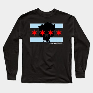 Chicago Proper Flag Skull Long Sleeve T-Shirt